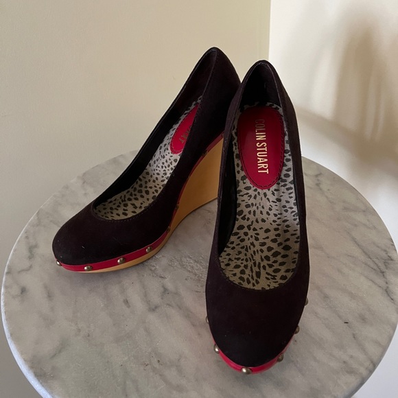 Colin Stuart Wood Heel Wedges Size 6.5 - Picture 2 of 10